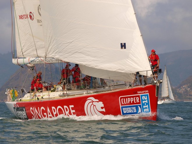 Singapore at the start of Race 3 of the Clipper 11-12 Round the World Yacht Race. © Daniel Zeppe/onEdition